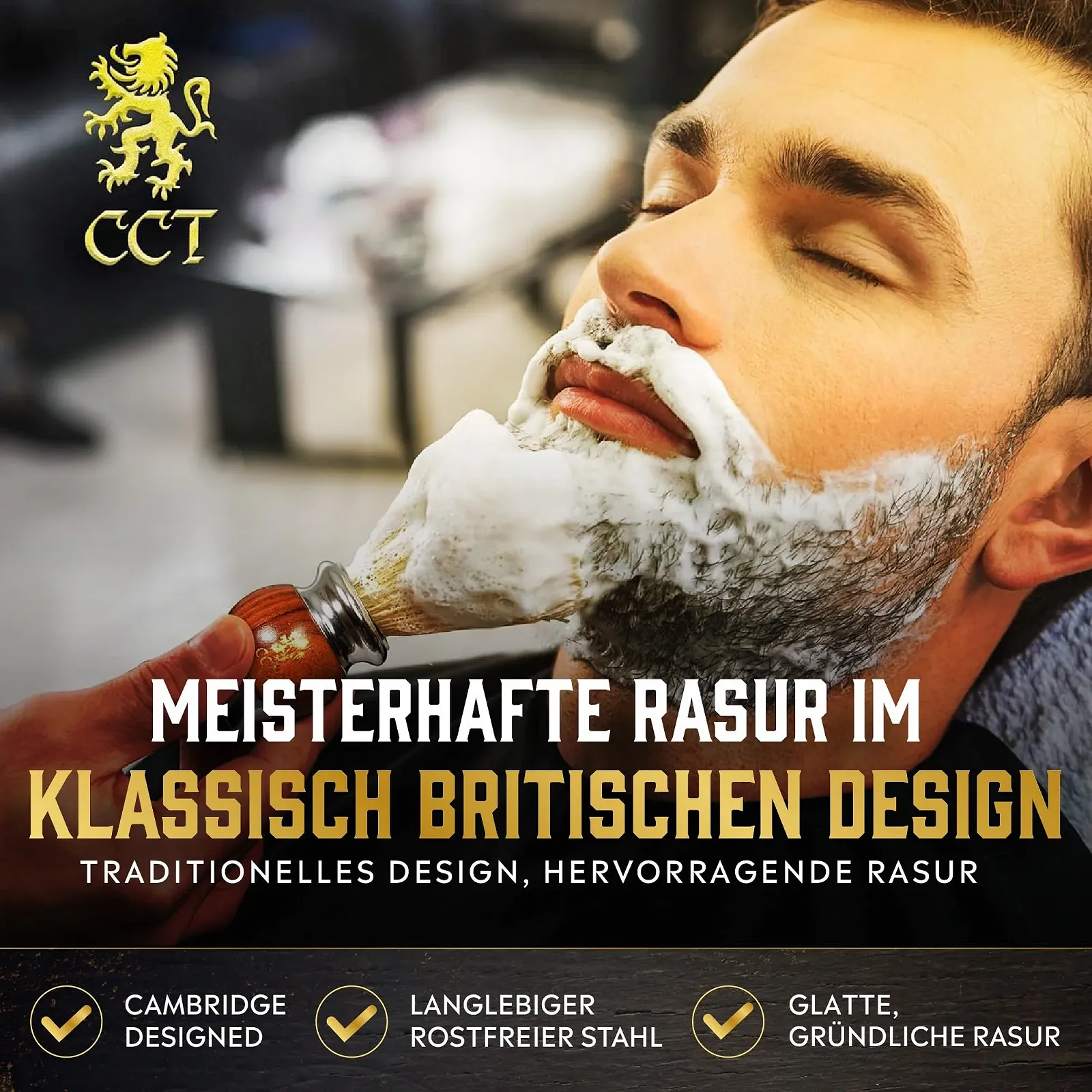 Помазок для бритья The Cambridge Cutthroat нержавеющая сталь и дерево имитация барсучьего ворса, фото №5 Помазок для бритья The Cambridge Cutthroat нержавеющая сталь и дерево имитация барсучьего ворса, фото №5
