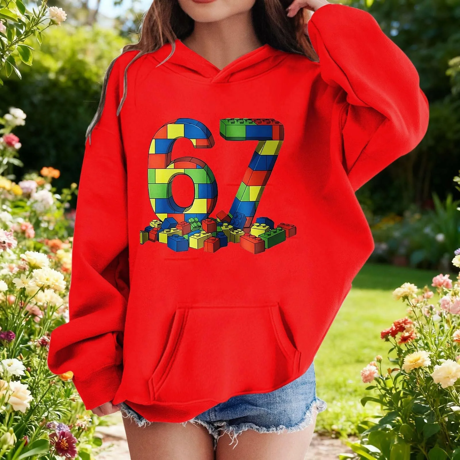 Толстовка с мемом 67 для подростков, худи с длинным рукавом и принтом 67, удобный пуловер, свитшоты для активного отдыха, модные худи для мальчиков и девочек, фото №2