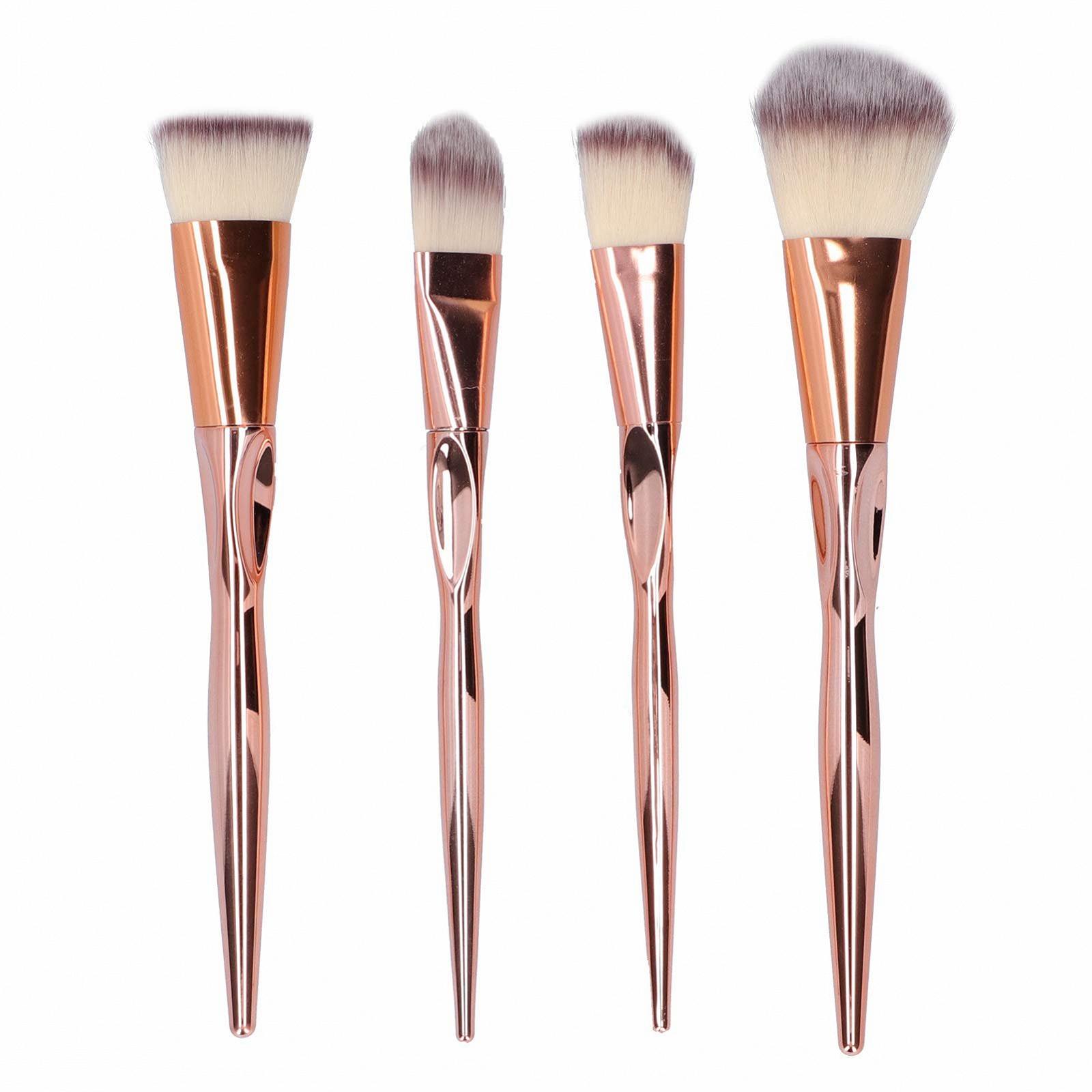 Набор кистей для макияжа лица Verdant Touch, 4 шт., коричнево-белый ворс, фото №3