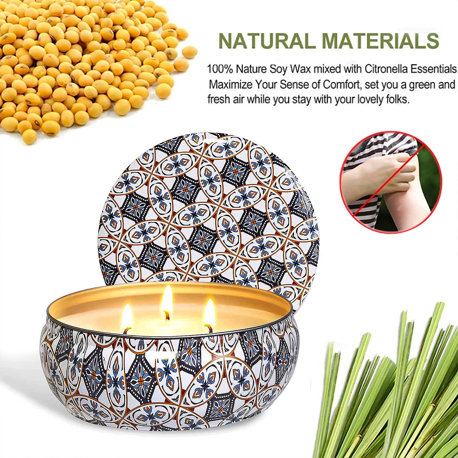 Свеча McNory Citronella Scented в металлической банке 425 г 100% соевый воск, фото №3