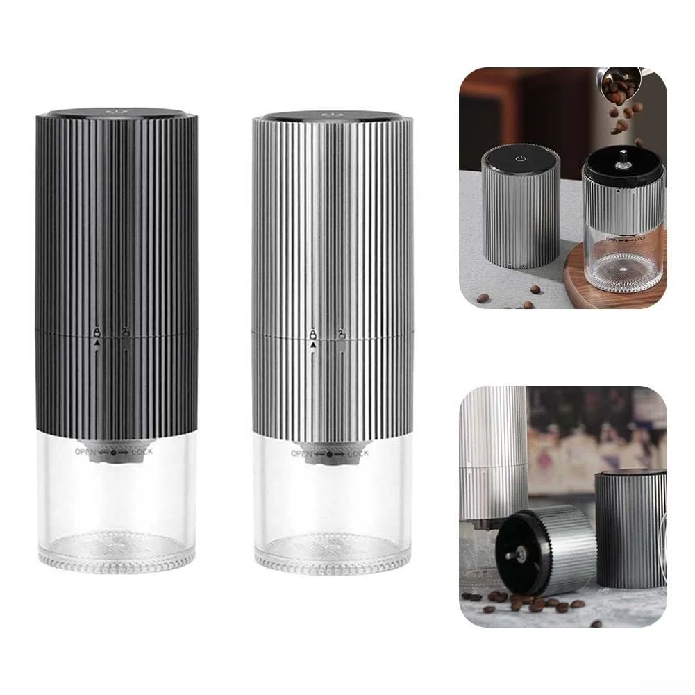 Электрическая кофемолка USB Espresso Регулируемая Нержавеющая сталь Портативная Прозрачная рабочая камера Функция автоматической остановки Черный, фото №8
