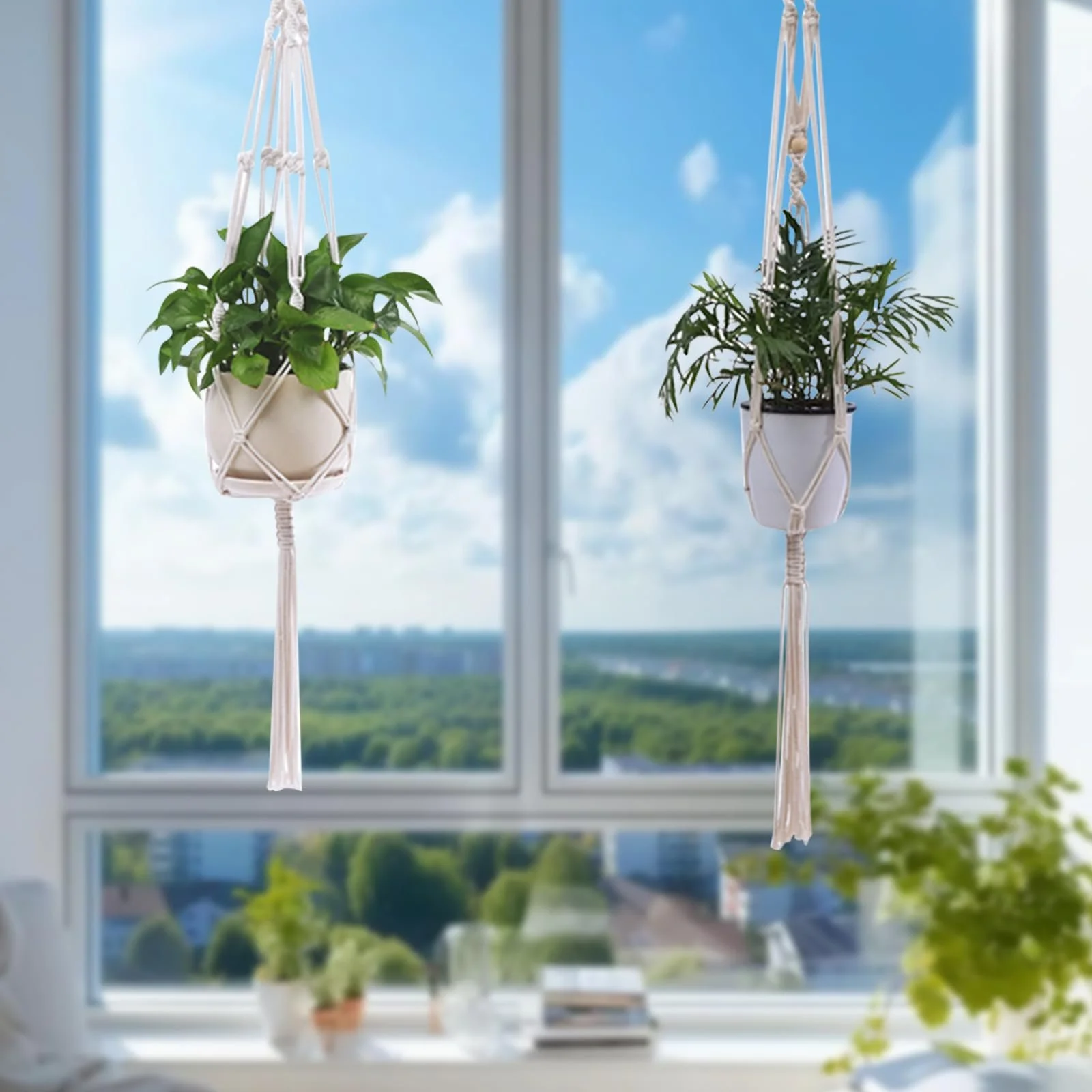 Подвесы для растений Macrame Набор из 2 шт. Хлопок, фото №5