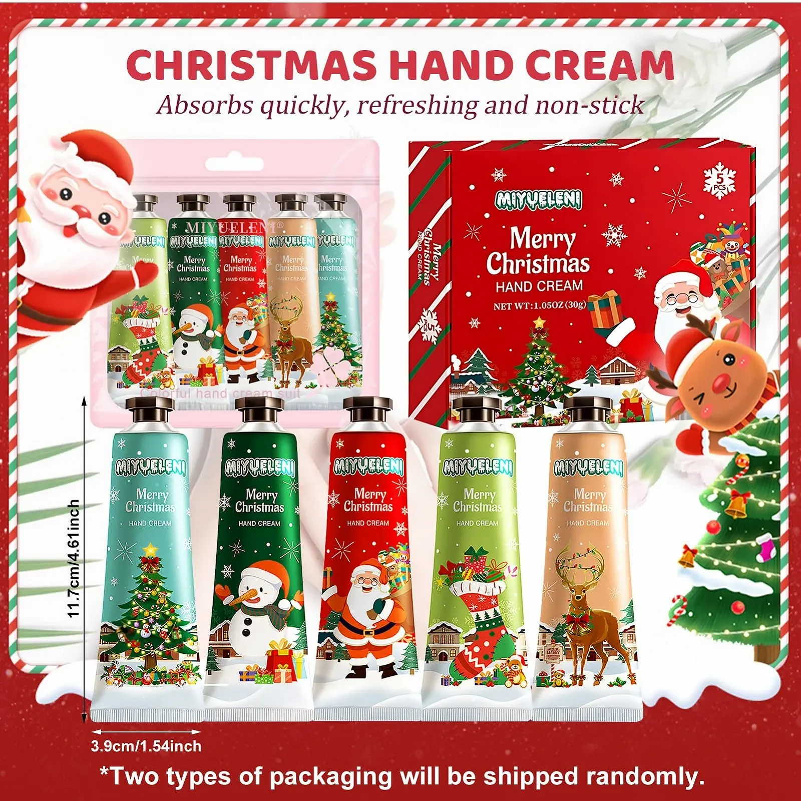 Крем для рук Різдвяний набір 5 шт Mini Hand Cream Set, фото №5