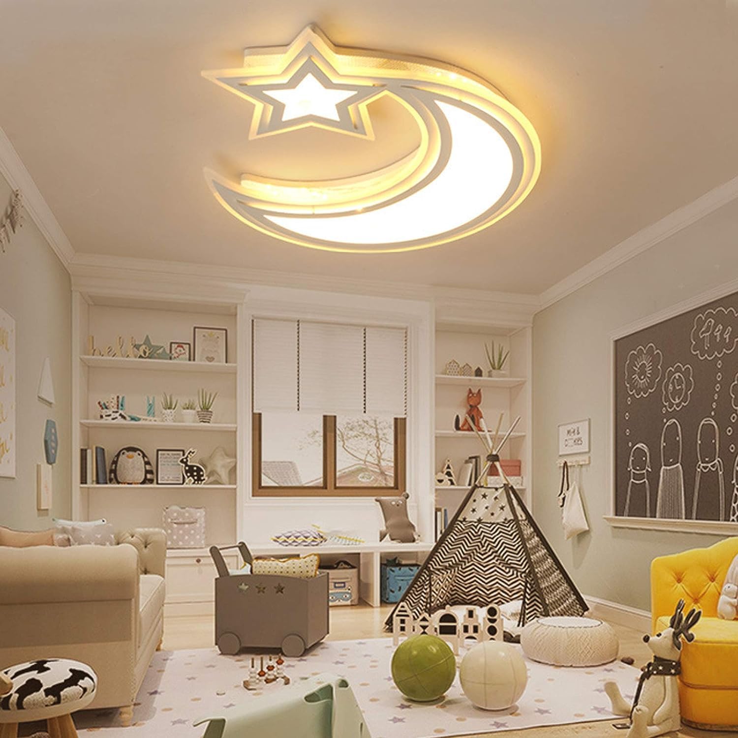 Светильник потолочный детской комнаты с пультом Moon Acrylic Lampshade Dimmable 55 cm белый, фото №1