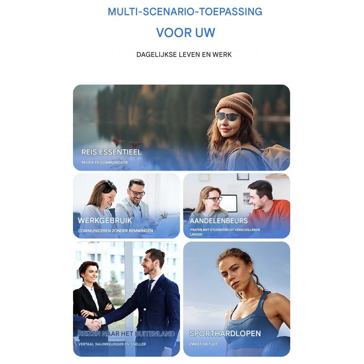 Перекладач Smart Glasses Аудіо в реальному часі, бездротовий дисплей об'єктива, фото №6