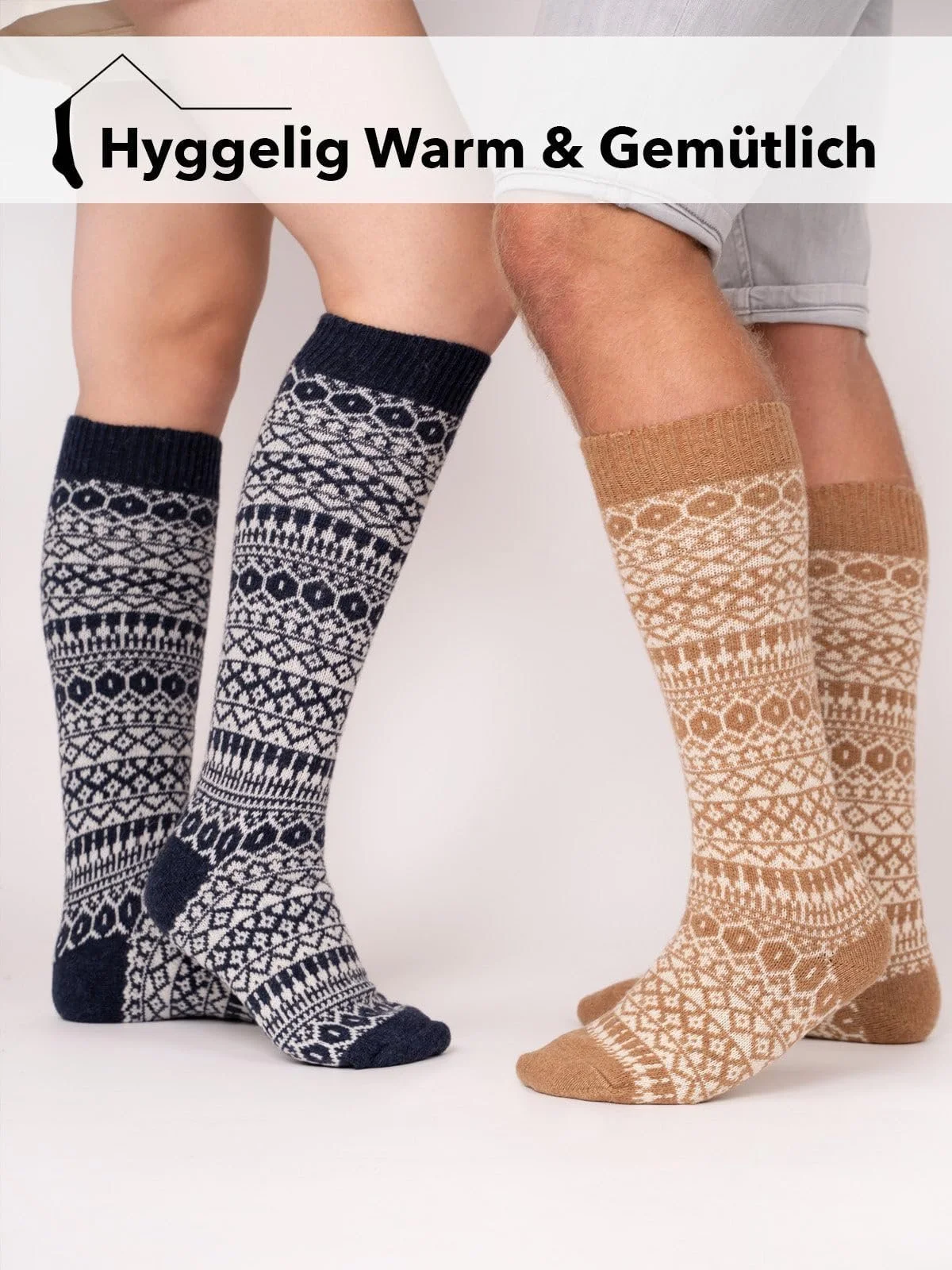 Пара вовняних шкарпеток до коліна Lamwoll Norwegian Socks для чоловіків та жінок, фото №3