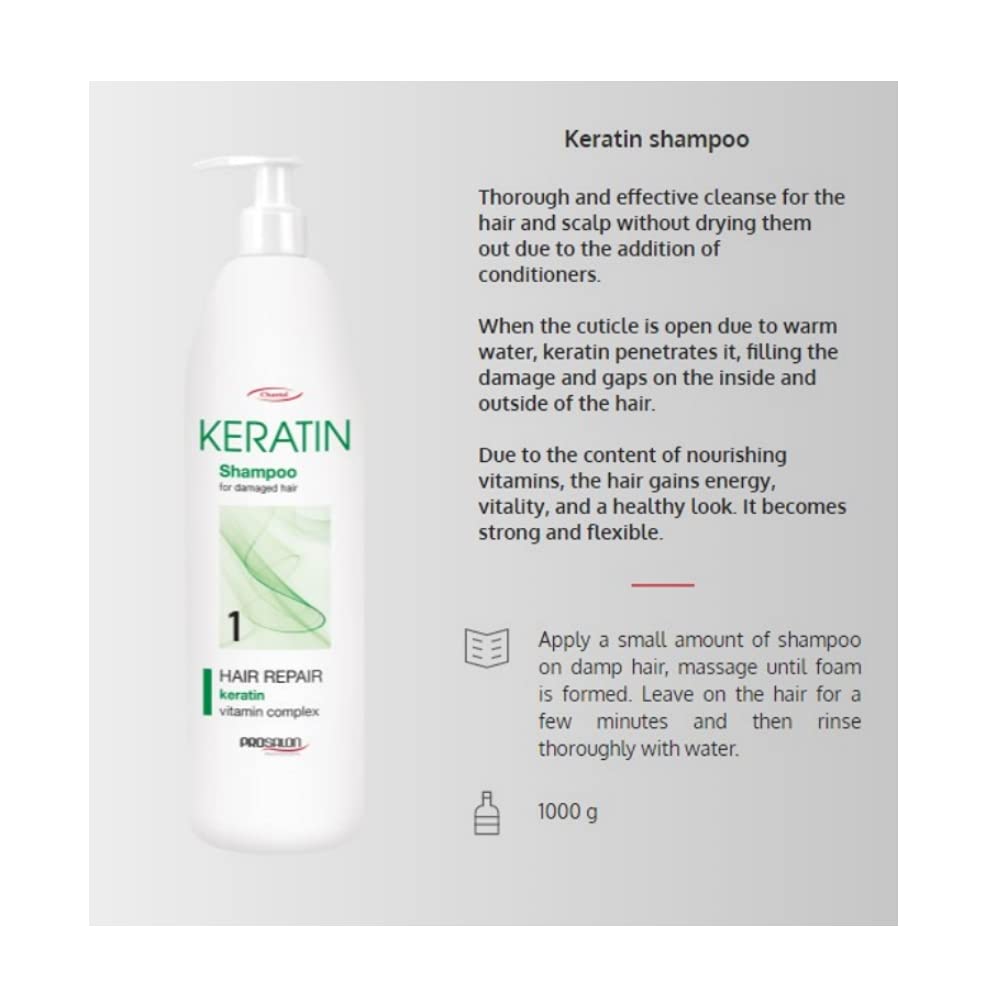 Шампунь CHANTAL Prosalon Keratin Hair Repair Vitamin Complex For Damaged Hair 1 1000 г, фото №5 Шампунь CHANTAL Prosalon Keratin Hair Repair Vitamin Complex For Damaged Hair 1 1000 г, фото №5