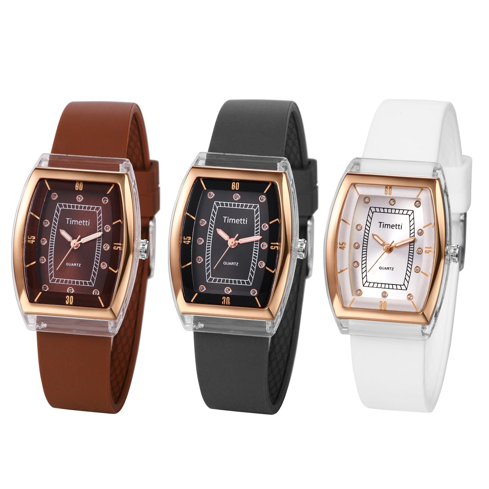 Часы Женские JewelryWe Квадратные Аналоговые Кварцевые Силиконовый Ремешок, фото №1