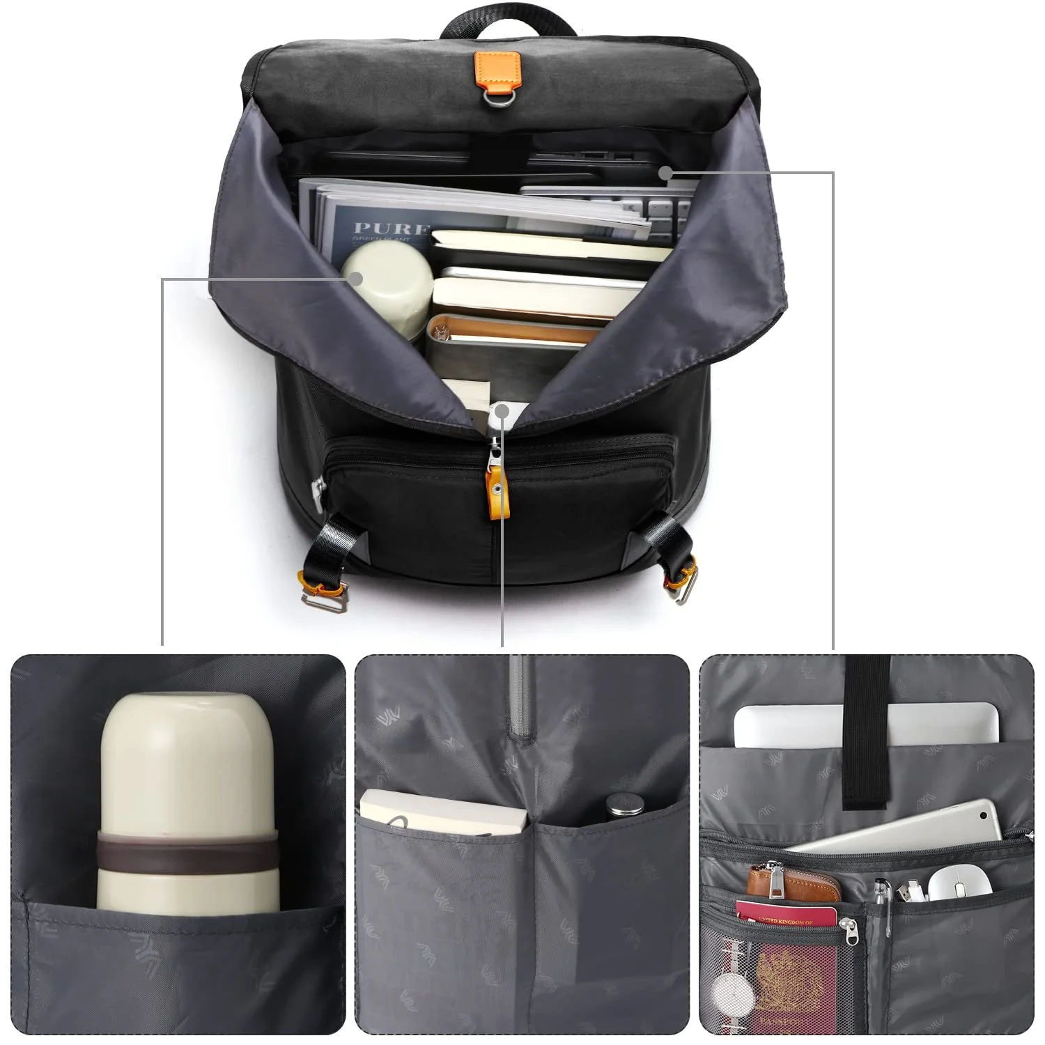 Рюкзак YAMTION 17 дюймів 33 л USB Black, фото №4