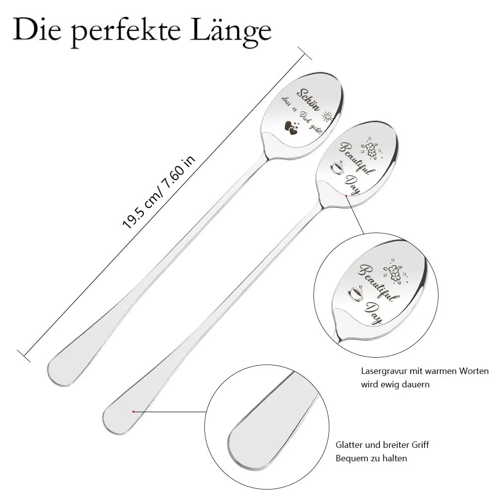 Ложка для кави З написом Колір не вказано (2 шт. в наборі), фото №2