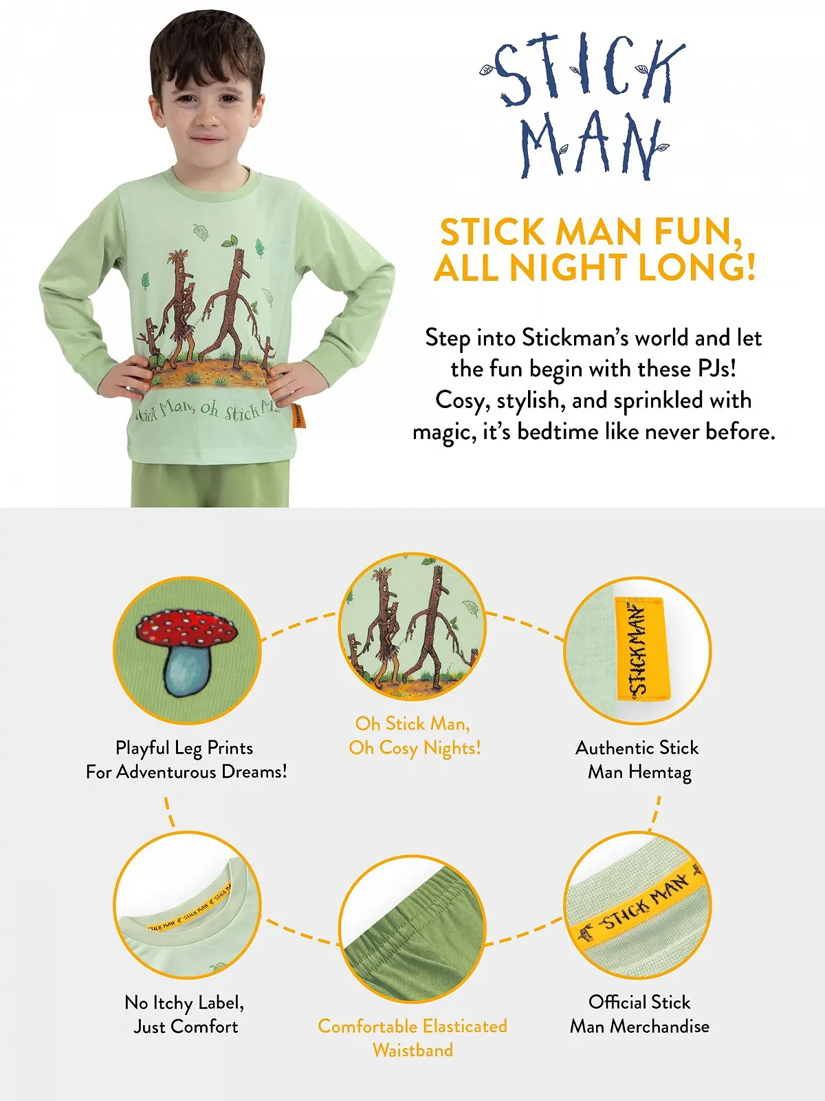 Пижама для мальчиков Stick Man, с длинными рукавами, зимняя, фото №6