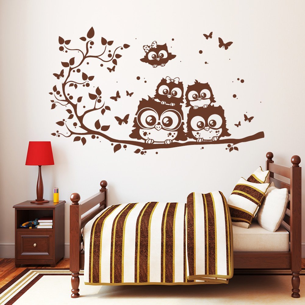 Наклейка на стіну Loft Owl Family Весняна гілка з 5 совами 49 кольорів, фото №3 Наклейка на стіну Loft Owl Family Весняна гілка з 5 совами 49 кольорів, фото №3