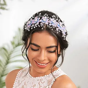 Обруч Цветок IYOU Свадебный Фиолетовый Сверкающий Кристалл synthetic.ua - Фото 1