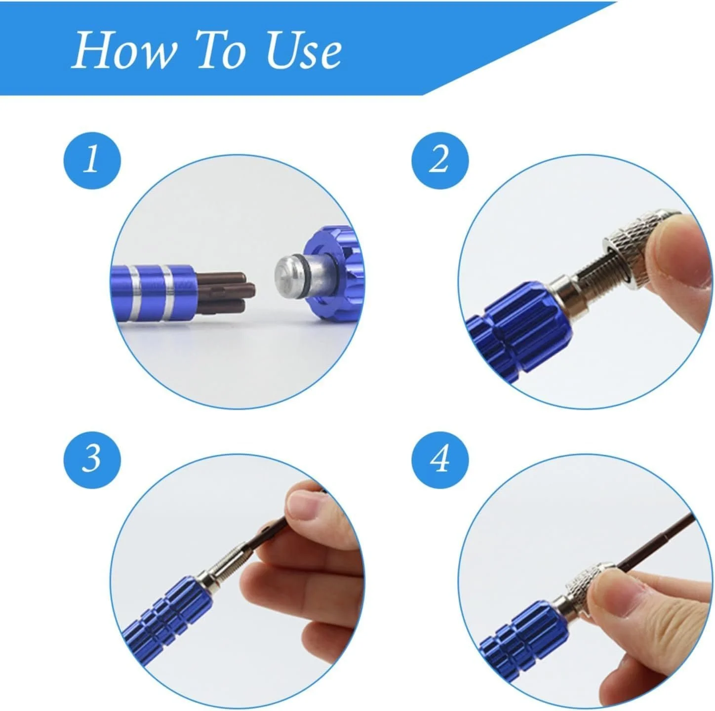 Набір міні-викруток портативний з 5 насадками Синій, фото №5