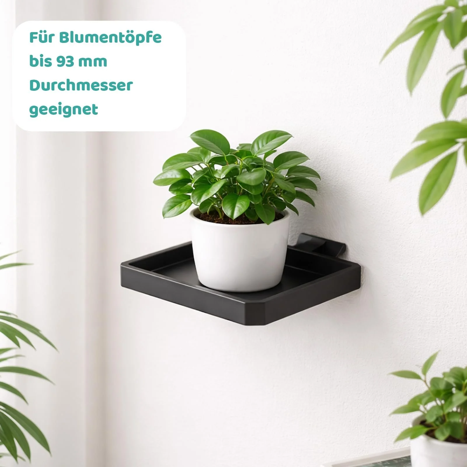 Полка для цветочных горшков Набор 2 шт Для акустических панелей Без сверления Черный, фото №3