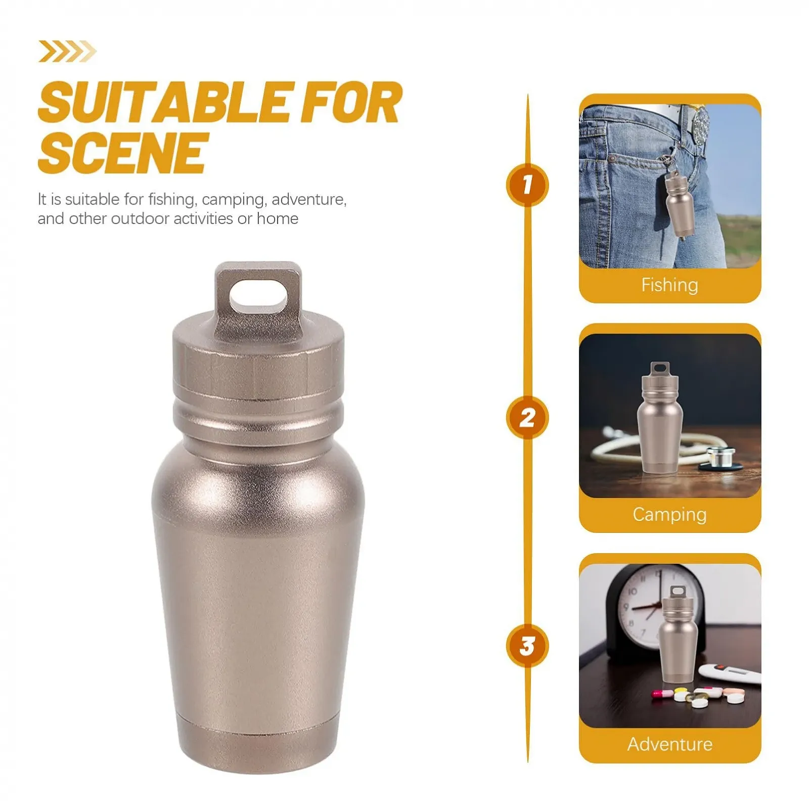 Органайзер для таблеток BESPORTBLE, 1 шт., скляний сплав, брелок, контейнер, фото №4