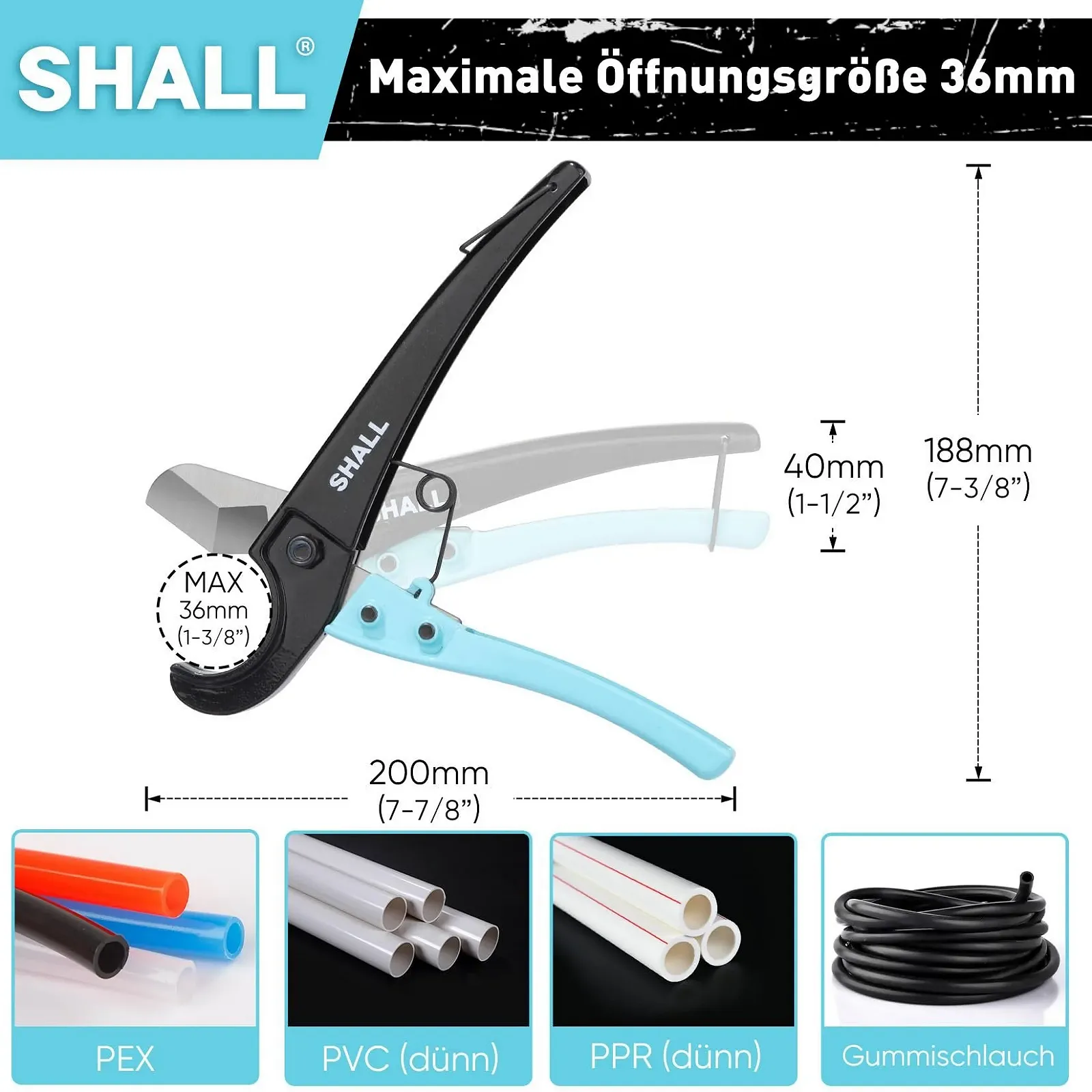 Труборез SHALL 1-35 мм (1-3/8 дюйма) с пружинным механизмом и фиксатором, фото №2