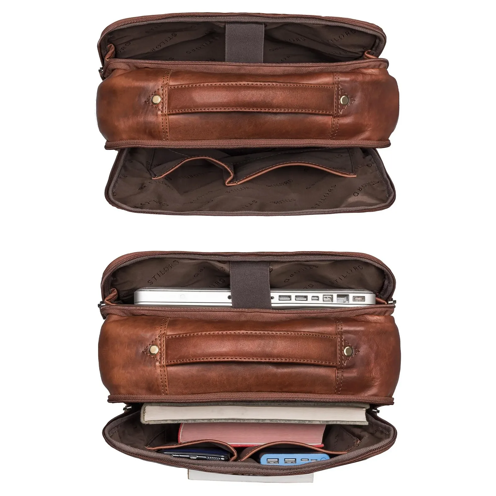 Рюкзак для ноутбука STILORD Kalle 15.6 дюймов кожаный Cognac Brown, фото №3