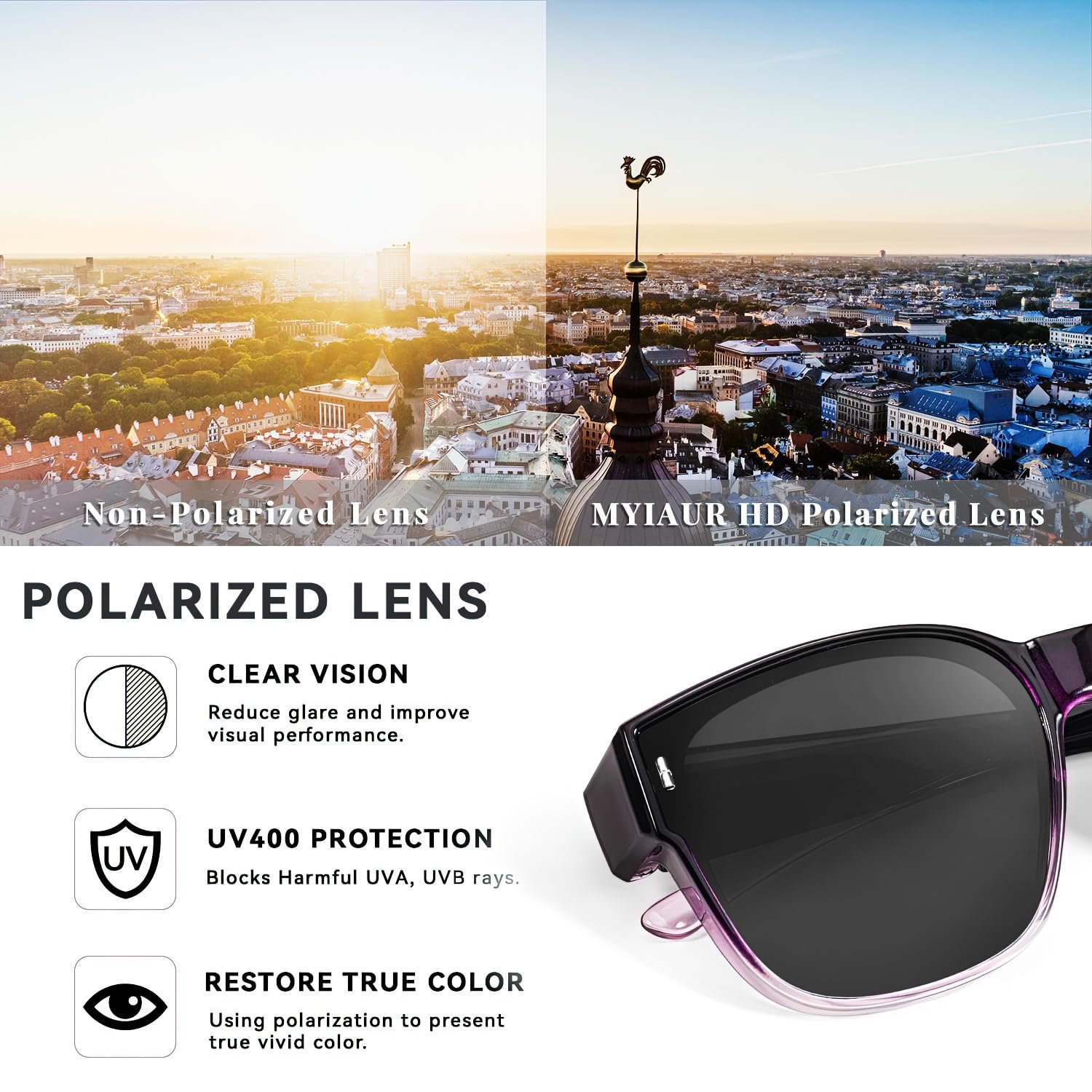 Поляризовані сонцезахисні окуляри Myiaur для жінок, захист від ультрафіолету, фото №6