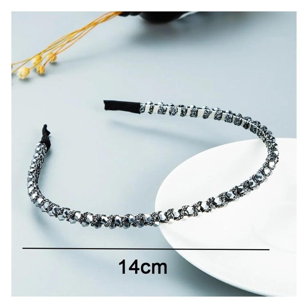 Обруч для волосся з кольоровими стразами, блискучий, фото №2