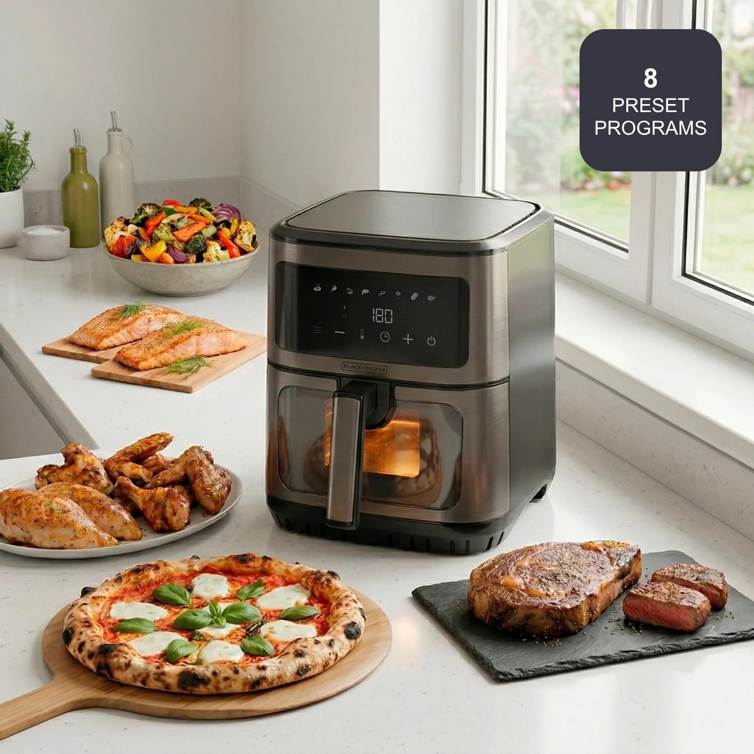 Мультипіч Black+Decker BXAF2501E 1600 Вт 6,5 л 8 програм 80-200°C оглядове вікно, фото №3 Мультипіч Black+Decker BXAF2501E 1600 Вт 6,5 л 8 програм 80-200°C оглядове вікно, фото №3