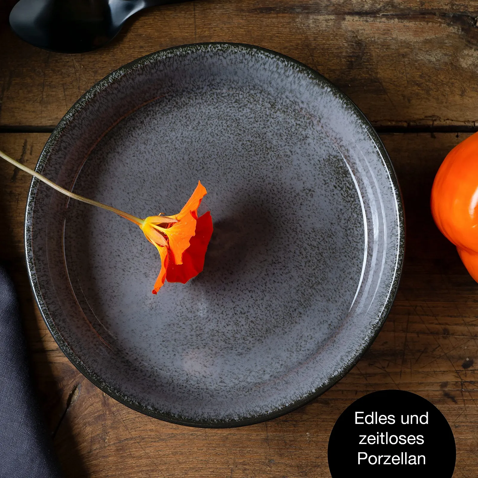 Тарелка для супа Moritz & Moritz VIDA Набор из 6 штук Антрацит для 6 человек, фарфоровая, фото №4