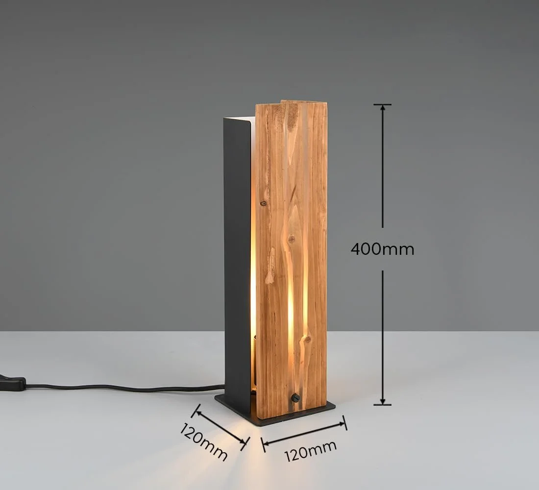 Настільна лампа Trio Leuchten Karuni 563300130 E27 метал дерево матовий чорний, фото №7