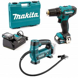 Дрель Makita DF333DSAE 12 В + Компрессор MP100DZ 2 х 2,0 А·ч | Зарядное устройство в кейсе - Фото 1