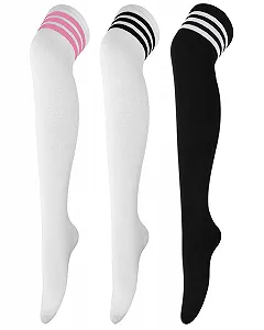 Гольфы DRESHOW Overknee 3 пары, Длинные полосатые носки, Вязаные спортивные носки - Фото 1