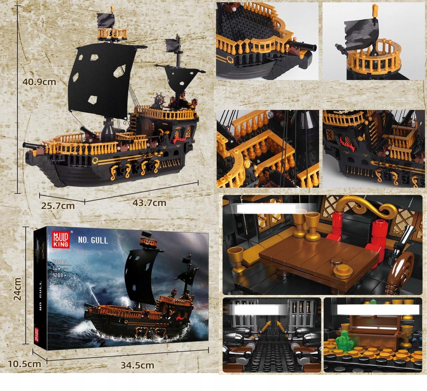 Іграшковий набір будівельних блоків COIL 13083 1288 Pieces Піратський корабель Рухомі частини з 14 років, фото №4