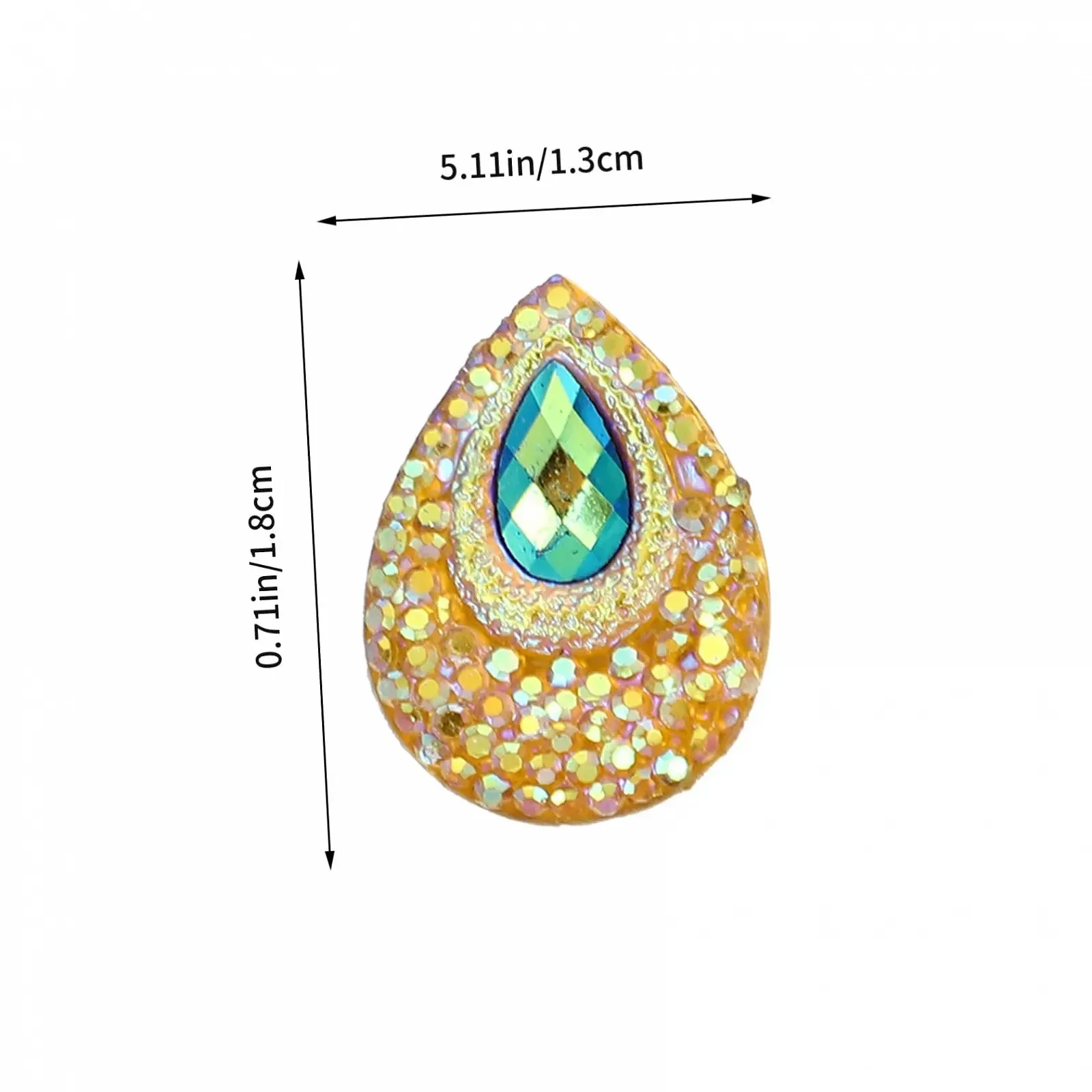 Стрази Плоскі SEWACC Крапля води Смола 18x13мм Синьо-жовтий 100 шт., фото №3