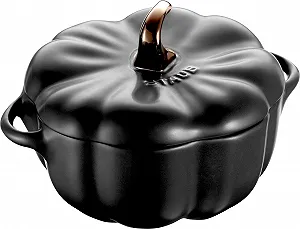 Кокотница Staub Petite citrouille керамическая Тыква 453.6 г 16 oz черная матовая - Фото 1