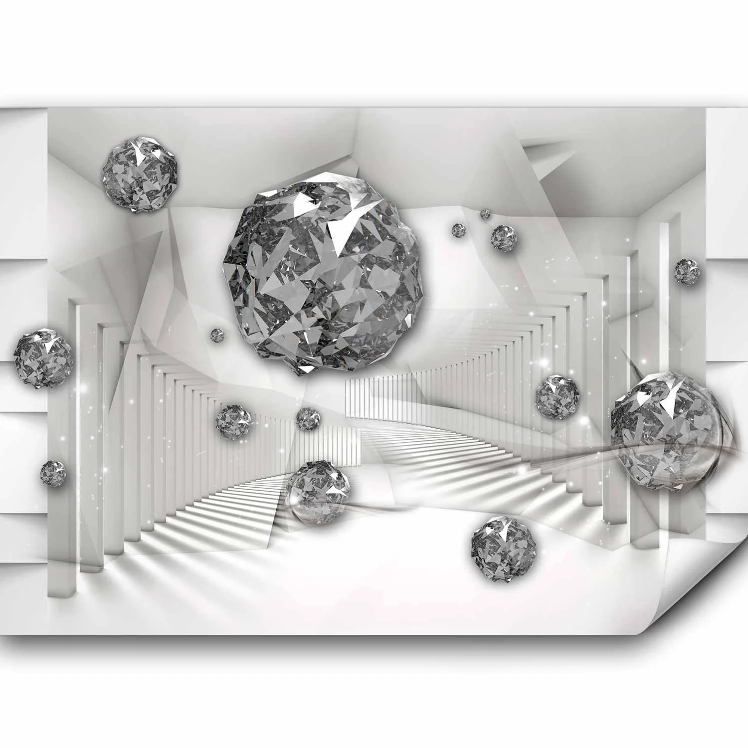 Фотошпалери murando Abstract Diamond 350 x 256 см 3D ефект флізелінові XXL Сріблясті, фото №1