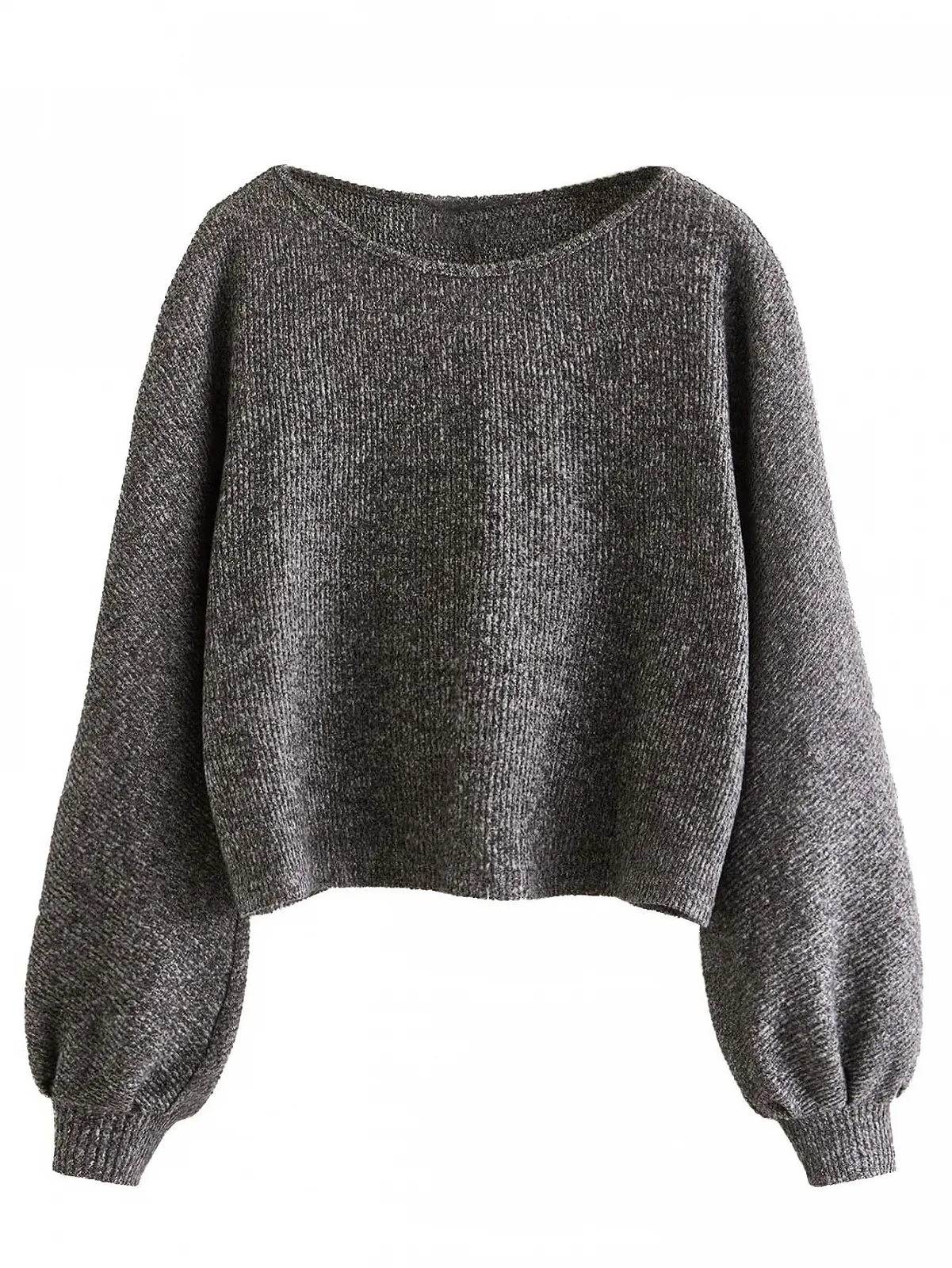 Футболка SweatyRocks Женская Повседневная В рубчик, вязаная, с рукавом реглан, длинным рукавом, укороченный топ, фото №1