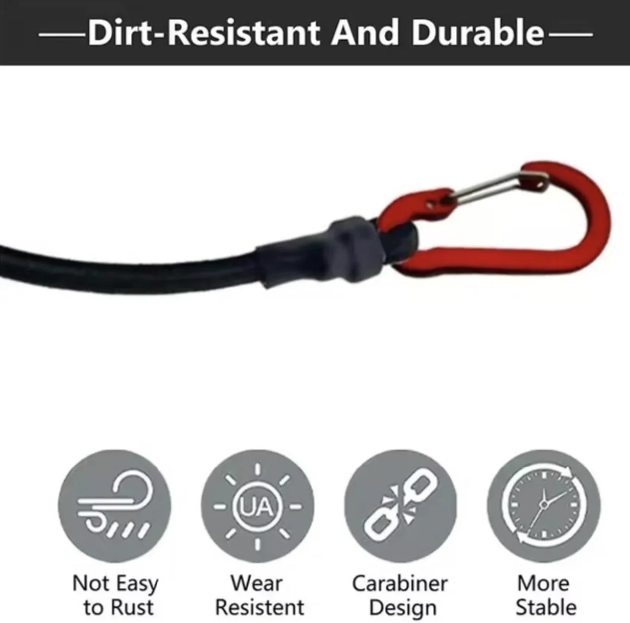 Эластичный ремень-банджи с карабином 90 см 1 шт Черный, фото №5 Эластичный ремень-банджи с карабином 90 см 1 шт Черный, фото №5