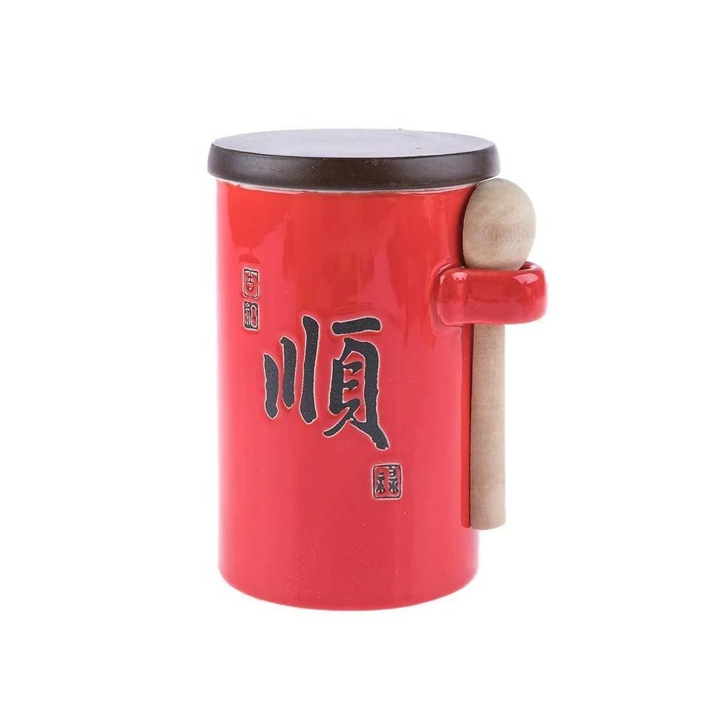 Чайник-заварник Lachineuse Китайський Червоний з ложкою та кришкою, китайські ієрогліфи, фото №2