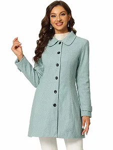 Пальто Allegra K З коміром Пітер Пен Однобортне Зимове Довге - Фото 1