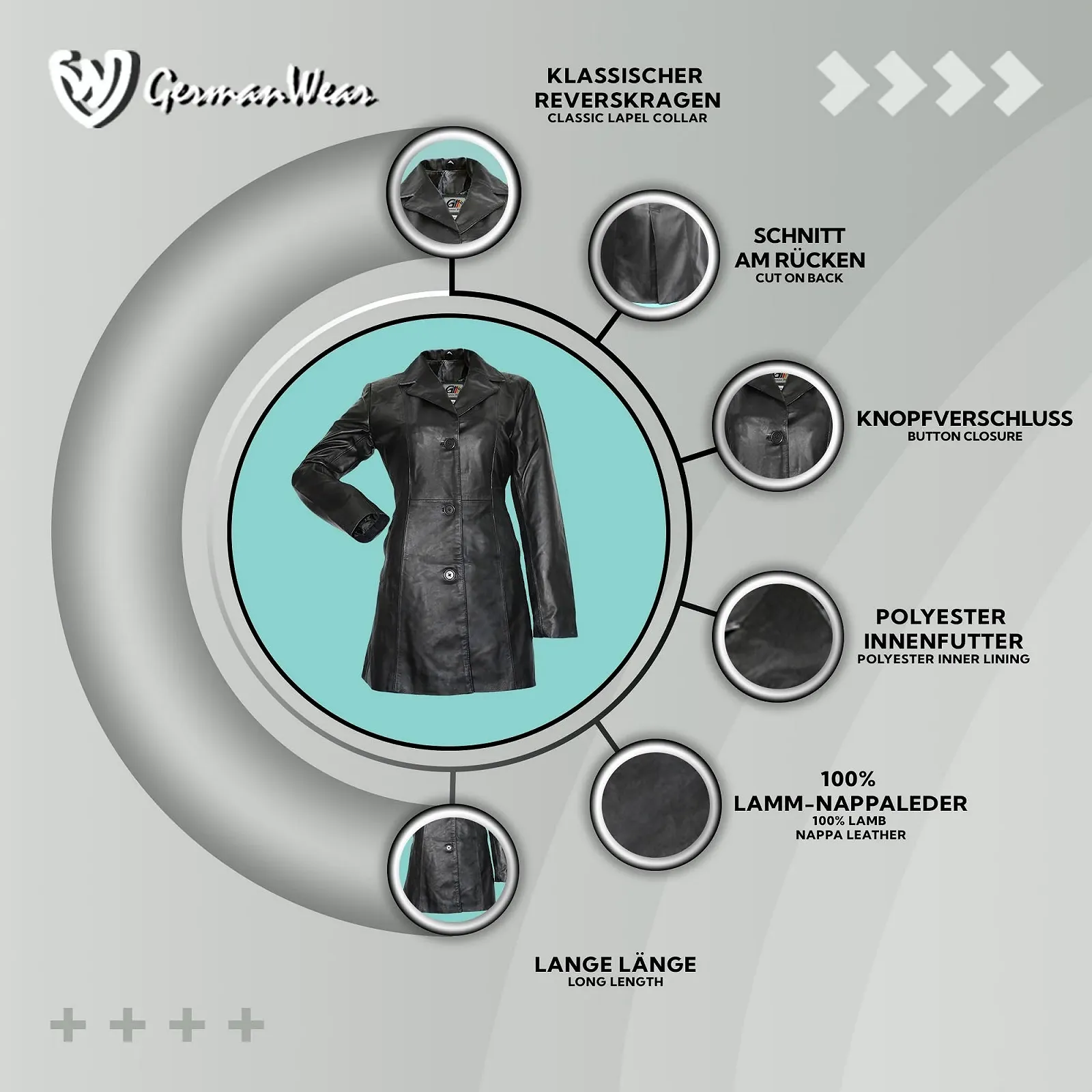 Жіночий Тренч зі шкіри Lamb Nappa, Чорний, фото №5 Жіночий Тренч зі шкіри Lamb Nappa, Чорний, фото №5