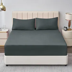 Простыня на резинке Aisbo 180 x 200 см Серая synthetic.ua - Фото 1