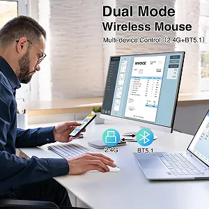 Миша Bluetooth Cimetech Бездротова (Bluetooth 5.1 + USB 2.4 GHz) LED Двухрежимная Перезаряжаемая Оптическая Офисная synthetic.ua - Фото 1