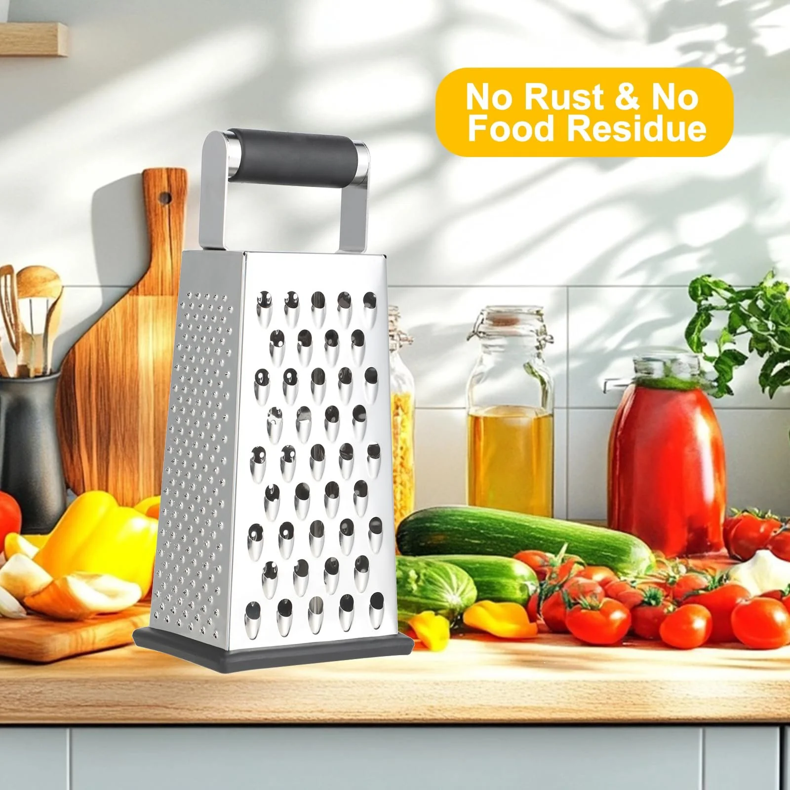 Терка кухонна, нержавіюча сталь, 4-стороння квадратна, фото №7