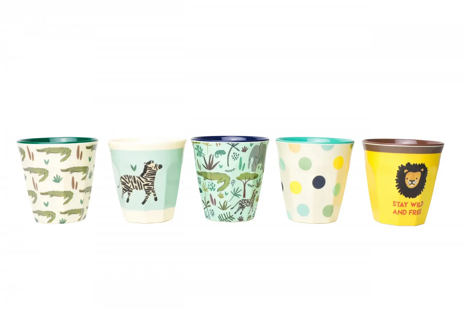 Чашка RICE. DK Маленька вигнута меламінова чашка RICE з 6 дизайнами джунглів - Синя, фото №1