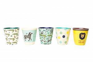 Кружка RICE. DK Маленькая изогнутая меламиновая кружка RICE с 6 дизайнами джунглей - Синяя - Фото 1