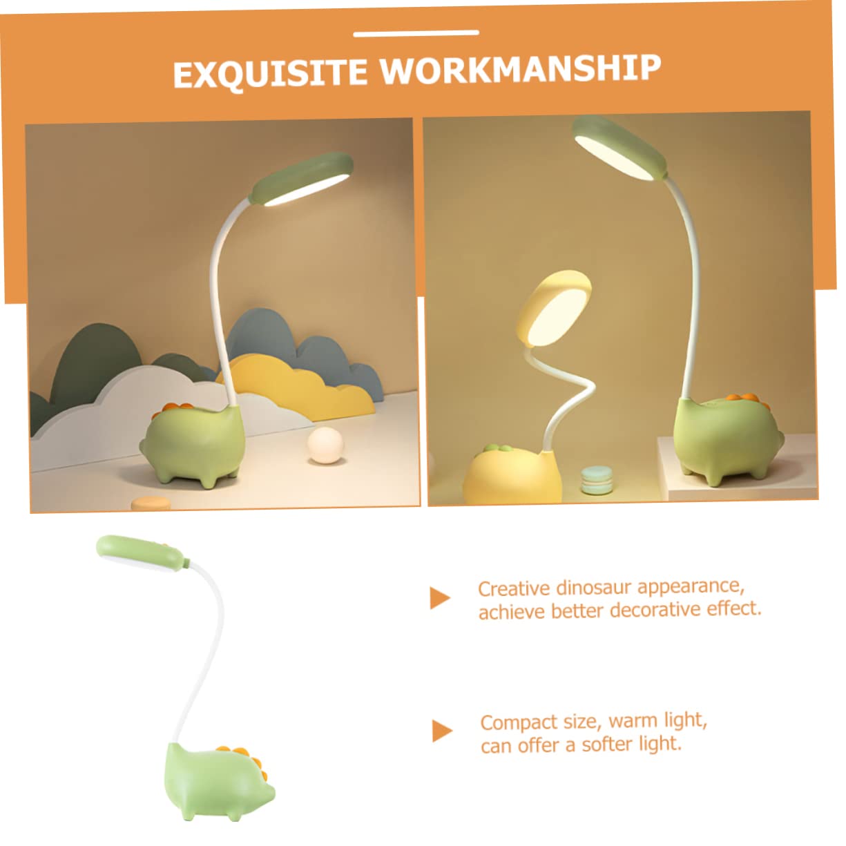 Набор из 2-х OSALADI Динозавр Маленькая Настольная Лампа Светильники для Хэллоуина USB Перезаряжаемая Лампа Ночные Светильники для Спальни Мультяшный LED Ночник ABS, фото №5 Набор из 2-х OSALADI Динозавр Маленькая Настольная Лампа Светильники для Хэллоуина USB Перезаряжаемая Лампа Ночные Светильники для Спальни Мультяшный LED Ночник ABS, фото №5