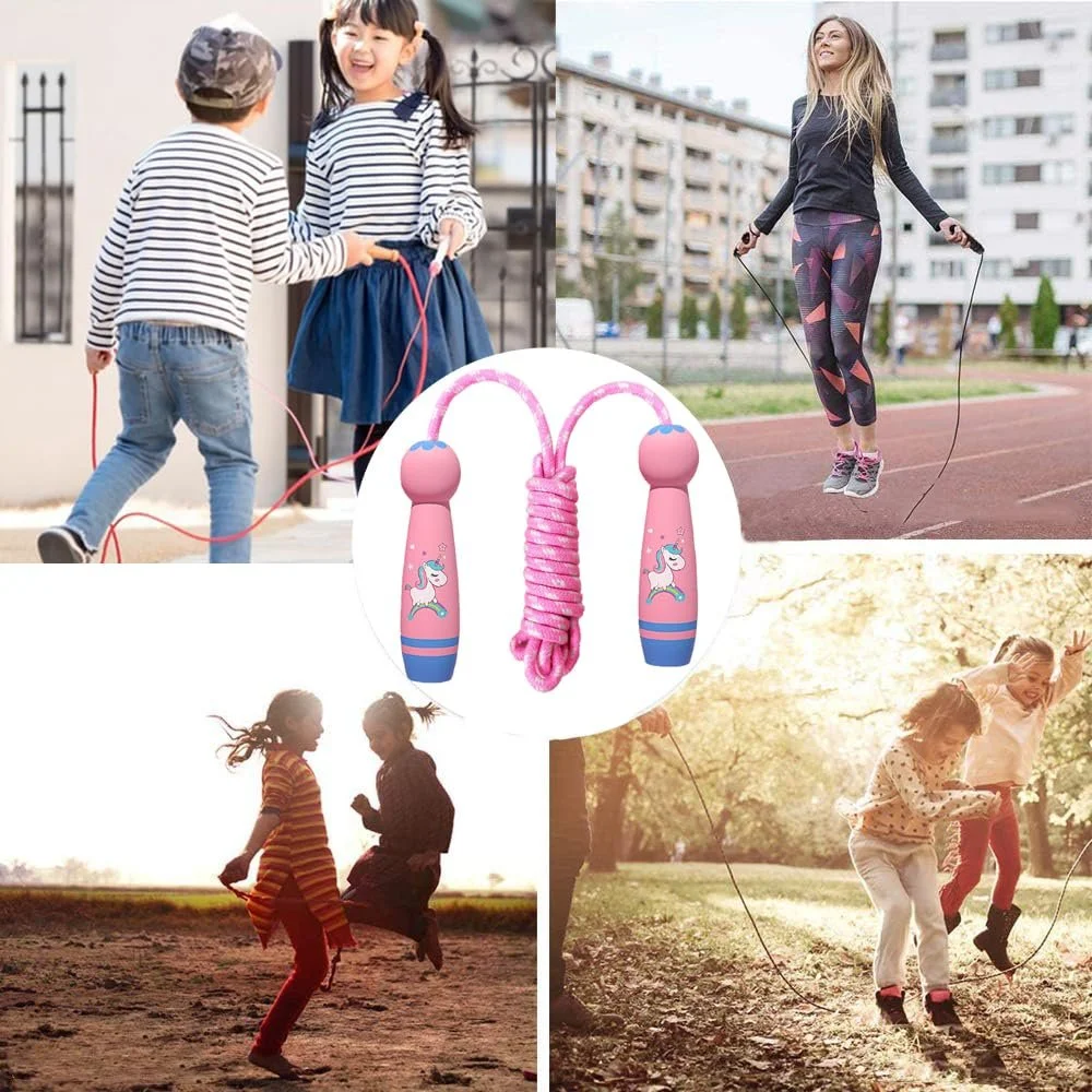 Скакалка дитяча Unicorn Adjustable 2,6 м бавовна з дерев'яними ручками рожева, фото №6 Скакалка дитяча Unicorn Adjustable 2,6 м бавовна з дерев'яними ручками рожева, фото №6