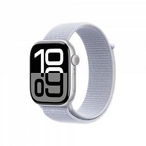 Смарт-годинник Apple Series 10 (GPS 46 мм) Алюмінієвий корпус сріблястий, спортивний ремінець синя хмара - Фото 1