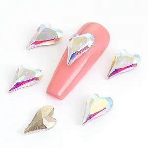 Стразы Сердце Изогнутые 3D Кристалл Стекло Разноцветные, 50 шт - Фото 1