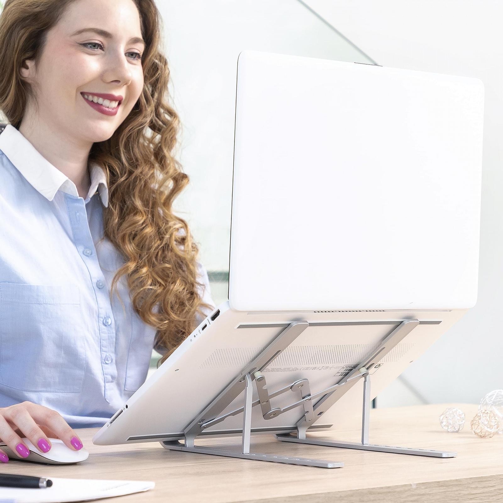 Підставка для ноутбука InnovaGoods Розкладна Регульована Алюміній 7 Рівнів Нахилу Протиковзка Розширювана, фото №5