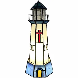 Настільна лампа Bieye L33008 30cm Tiffany Style Вітражний маяк - Фото 1