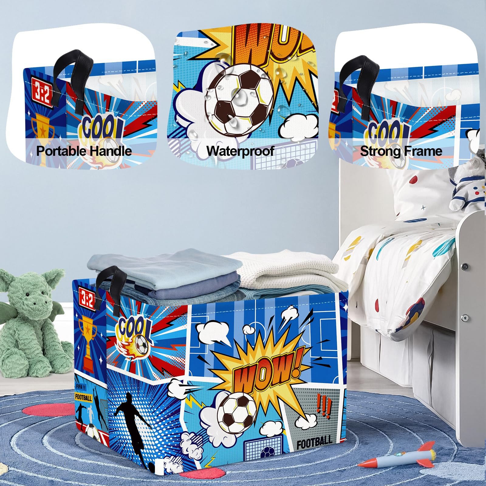 Корзина для игрушек HUUMONSS Детская, складная, для мальчиков, большая, 36 л, фото №4